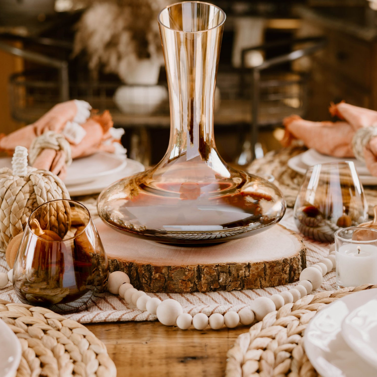 Jeanne Fitz Slant Collection Wine Decanter & Stemless Wine Glasses - Gold, 5 Piece Set