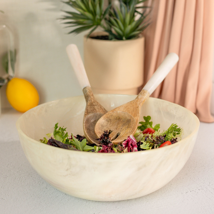 Jeanne Fitz Resin Collection Salad Servers – Cream