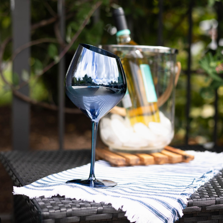 Jeanne Fitz Slant Collection Wine Glass - Blue, Set of 2