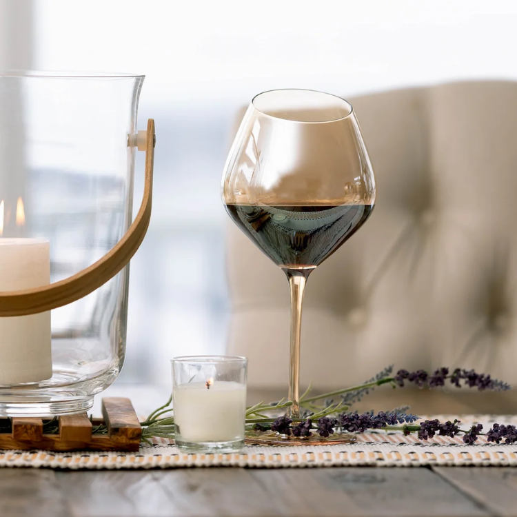 Jeanne Fitz Slant Collection Wine Glass - Gold, Set of 2