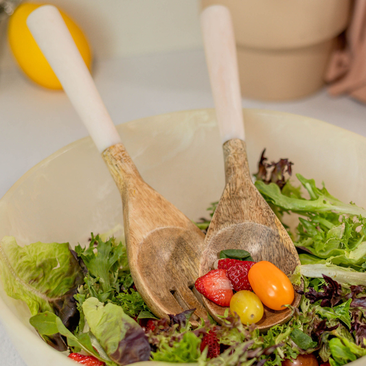 Jeanne Fitz Resin Collection Salad Servers โ Cream
