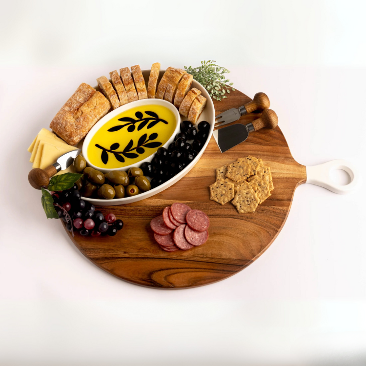 Jeanne Fitz Olive Oil & Vinegar Dipping Tray - Olive Branch