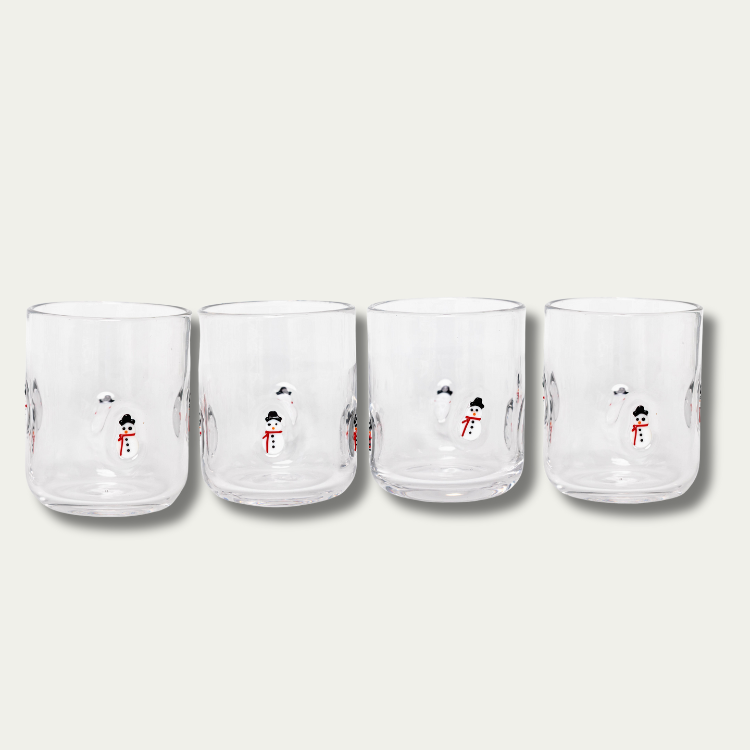 Jeanne Fitz Snowman Icon Glass, Set of 4