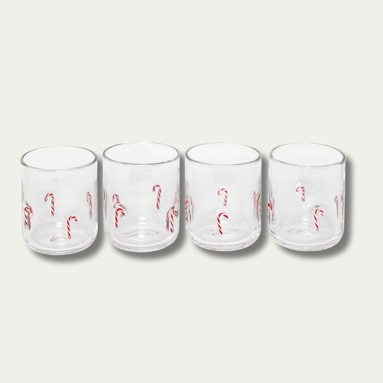Jeanne Fitz Candy Cane Icon Glass, Set of 4