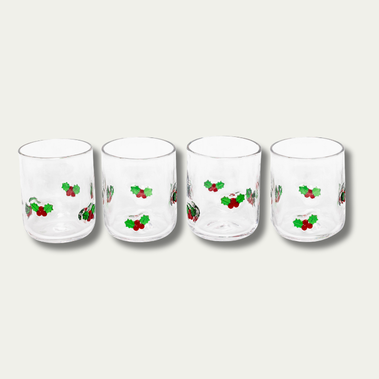 Jeanne Fitz Holly Leaf Icon Glass, Set of 4