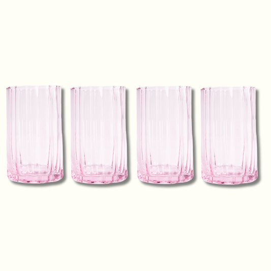 Jeanne Fitz Scalloped Collection Tall Tumbler Glass - Blush, Set of 4