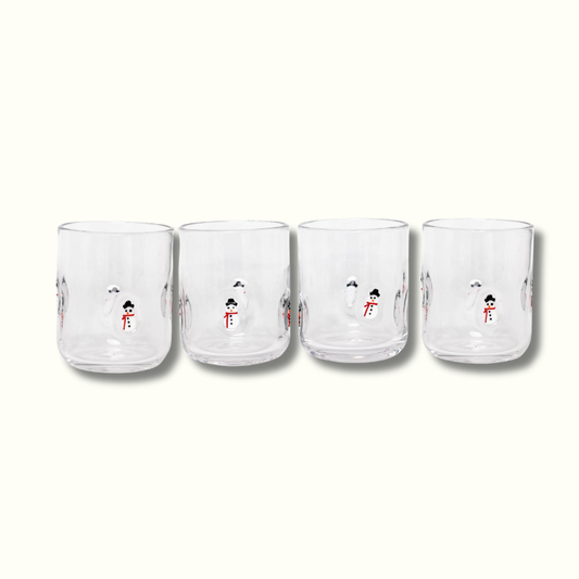 Jeanne Fitz Snowman Icon Glass, Set of 4