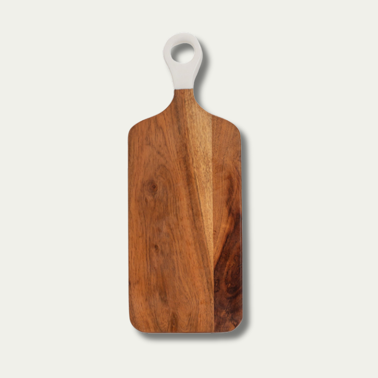 Jeanne Fitz Wood & White Collection Acacia Wood Rectangle Charcuterie Board