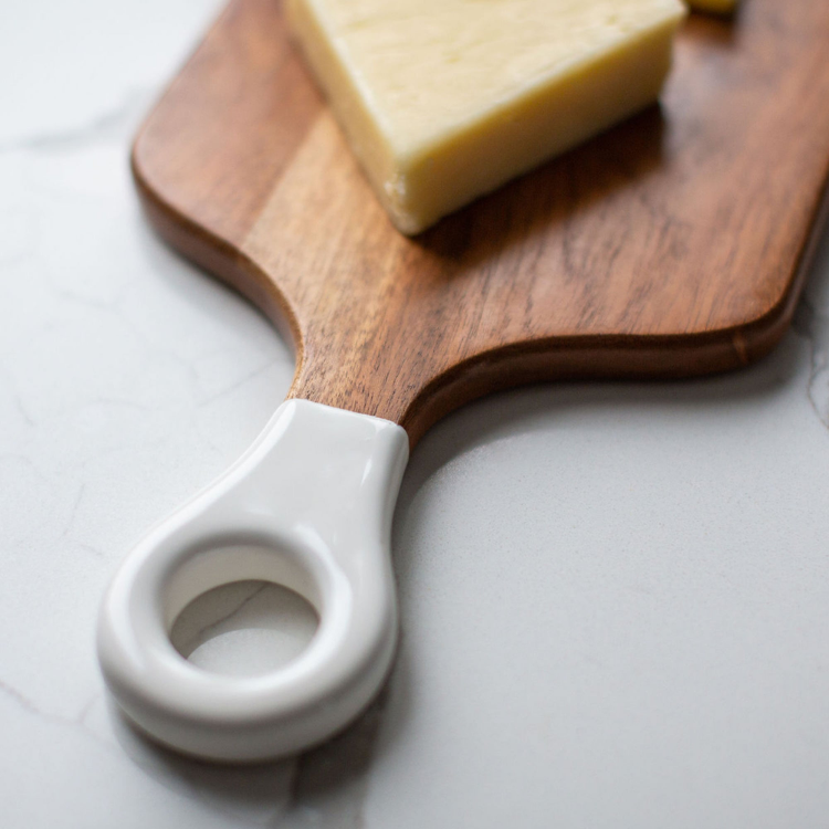 Jeanne Fitz Wood & White Collection Acacia Wood Rectangle Charcuterie Board