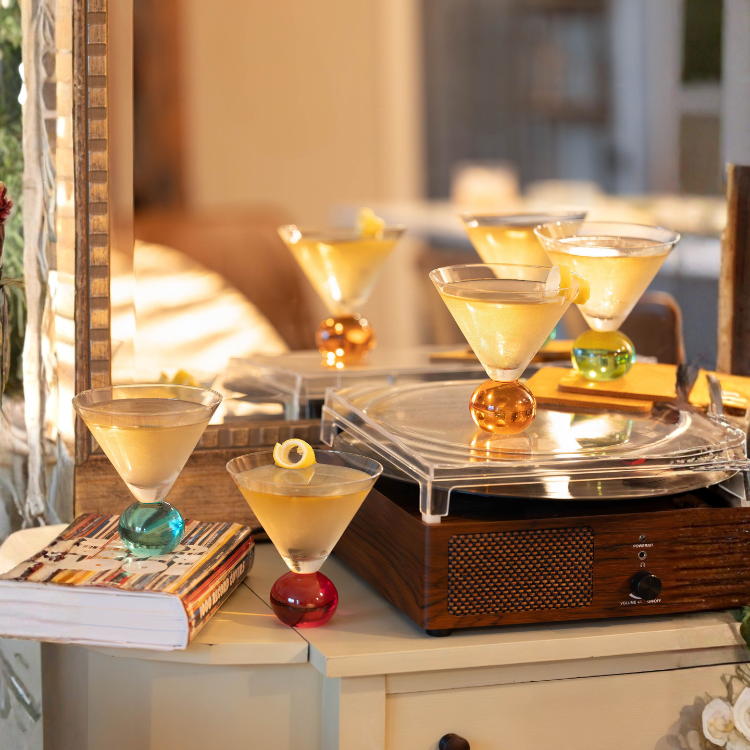 Gezellig Prism Collection Ball Stem Martini Glasses - Set of 4