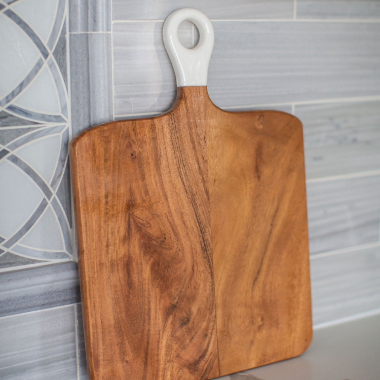 Jeanne Fitz Wood & White Collection Square Charcuterie Board