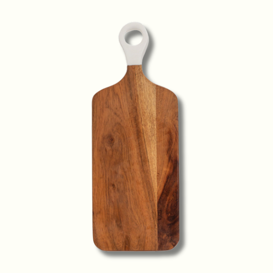 Jeanne Fitz Wood & White Collection Acacia Wood Rectangle Charcuterie Board