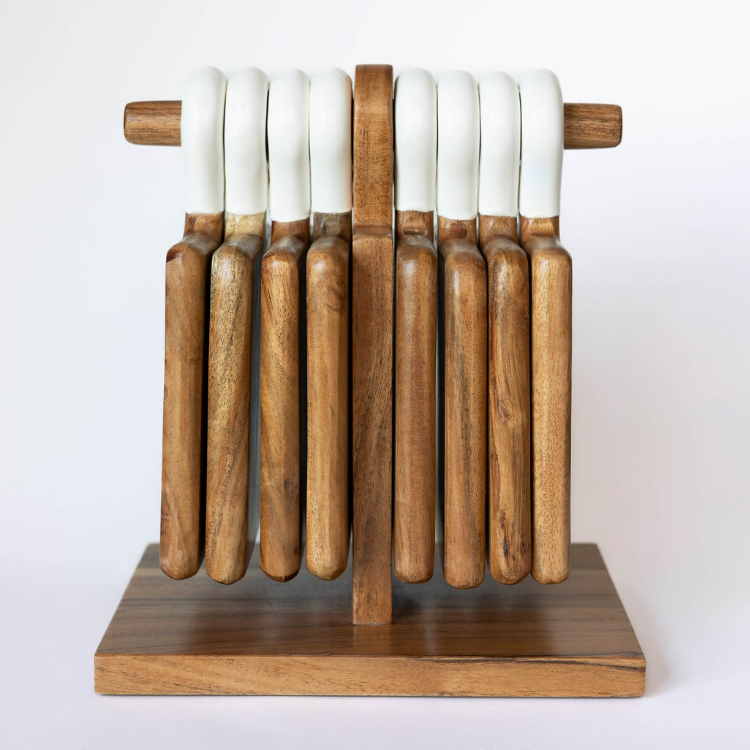 Jeanne Fitz Wood & White Collection Mini Charcuterie Boards - Set of 8
