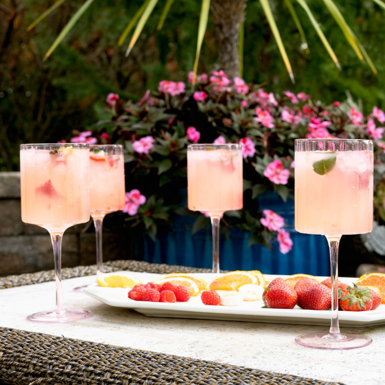 Jeanne Fitz Scalloped Collection Wine Glass - Pink, Set of 4