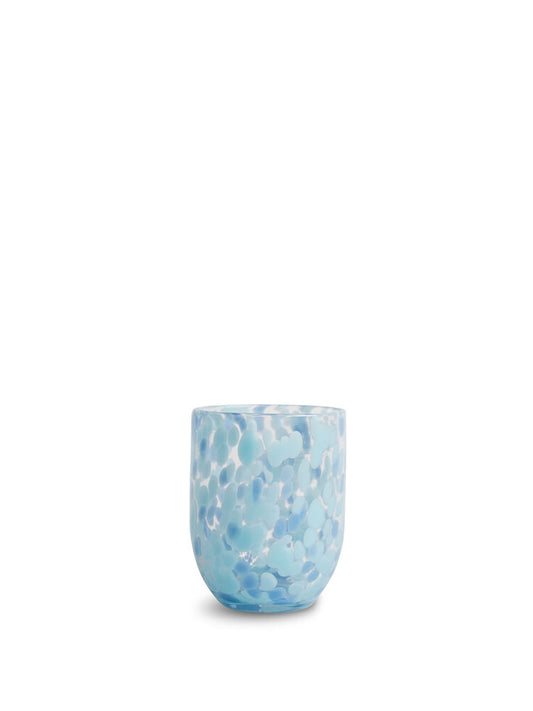 Byon by Widgeteer Confetti Glasses, Handblown Glass Tumbler Set of 6, Blue