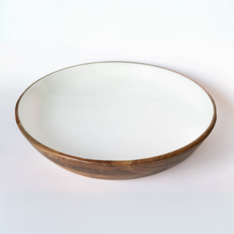 Jeanne Fitz Wood & White Collection Chip and Dip Serving Bowl