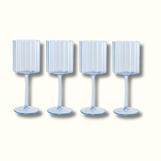 Jeanne Fitz Scalloped Collection Wine Glass - Blue, Set of 4
