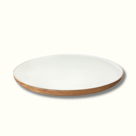 Jeanne Fitz Wood & White Collection Lazy Susan
