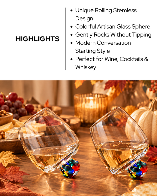 Gezellig Rolling Stemless Wine Glasses, Set of 2