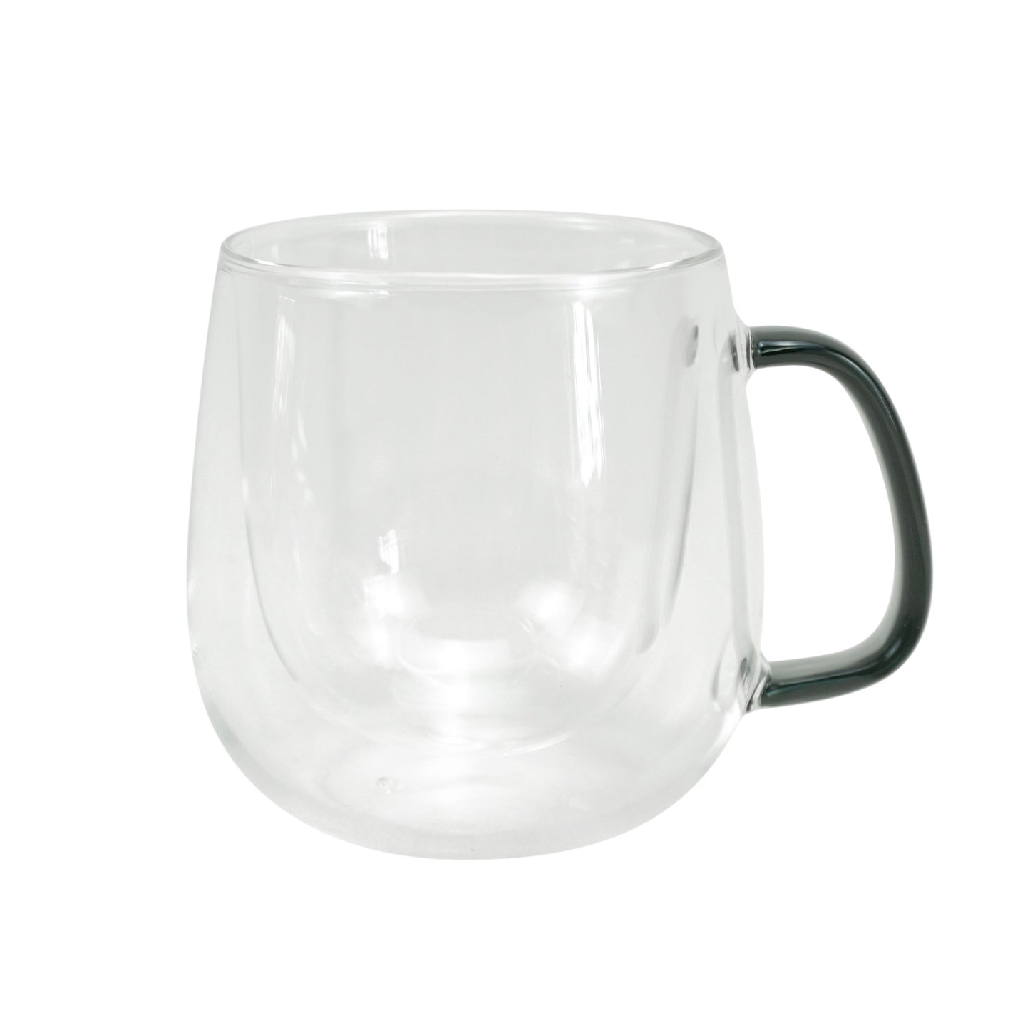 Jeanne Fitz Double-Wall Glass Coffee Mug, Black Handle