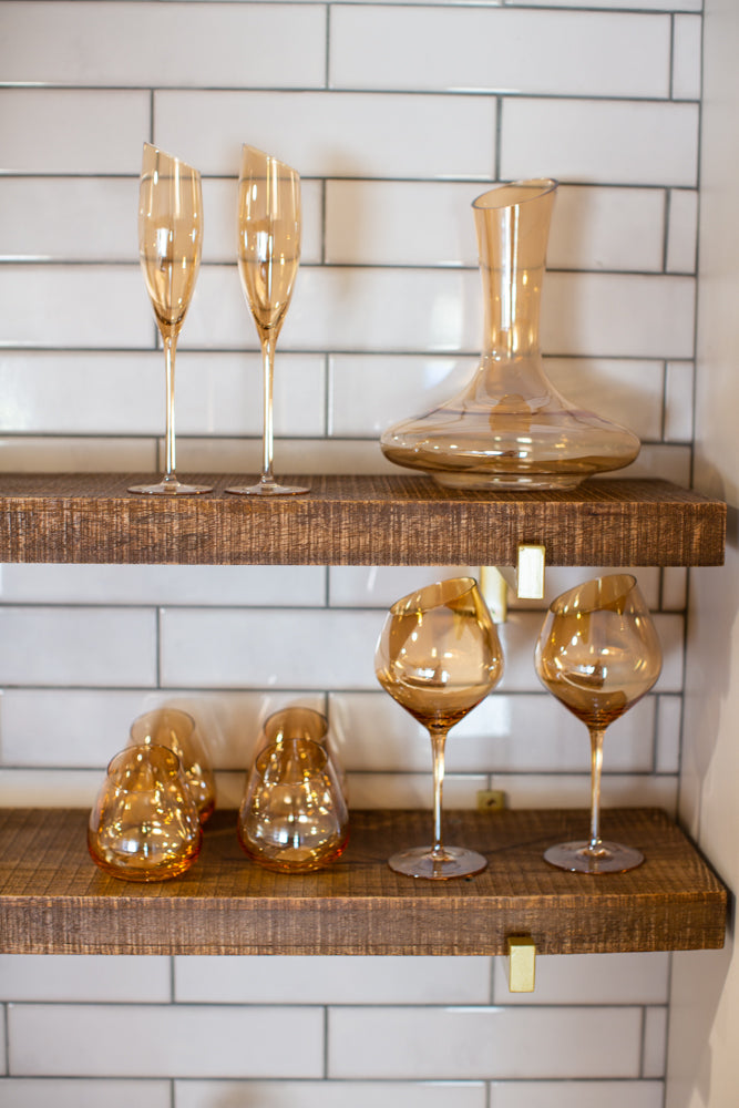 Jeanne Fitz Slant Collection Red Wine Glasses, Set of 2, Gold