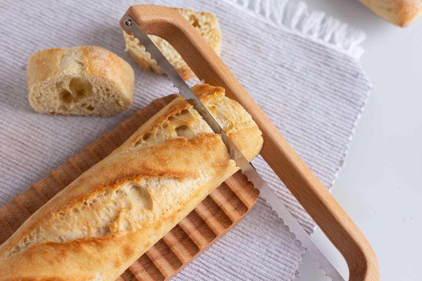 Jeanne Fitz Baguette Slicing Board & Bow Knife - 2 Piece Set