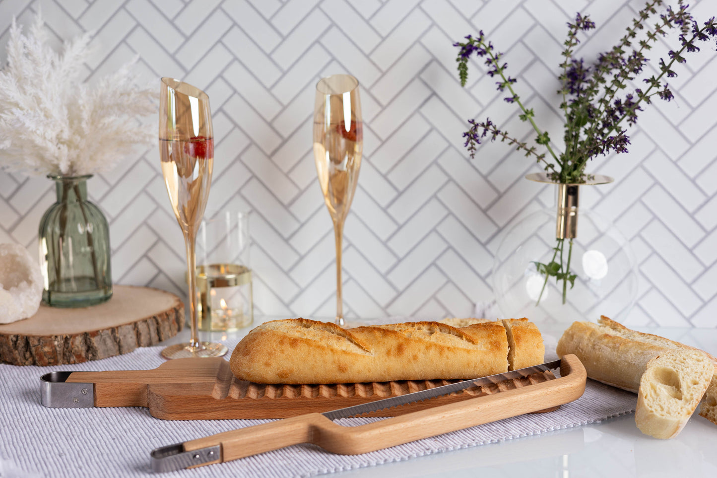 Jeanne Fitz Baguette Slicing Board & Bow Knife - 2 Piece Set