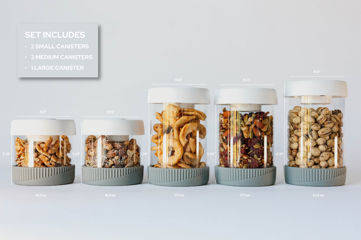 Jeanne Fitz Vacuum Storage Canisters - Set of 5