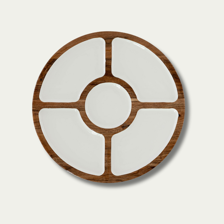 Jeanne Fitz Wood + White Collection Compartment Lazy Susan