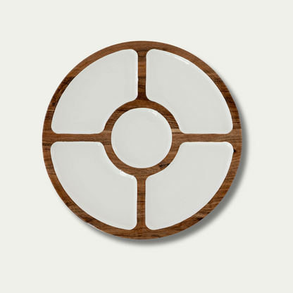 Jeanne Fitz Wood + White Collection Compartment Lazy Susan