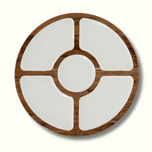 Jeanne Fitz Wood + White Collection Compartment Lazy Susan