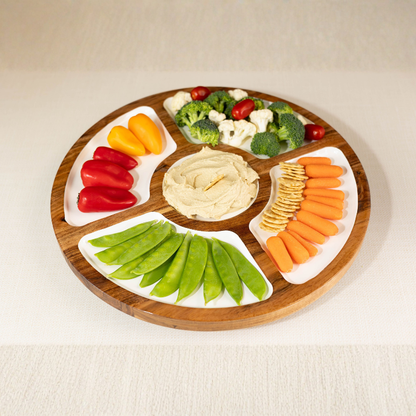 Jeanne Fitz Wood + White Collection Compartment Lazy Susan
