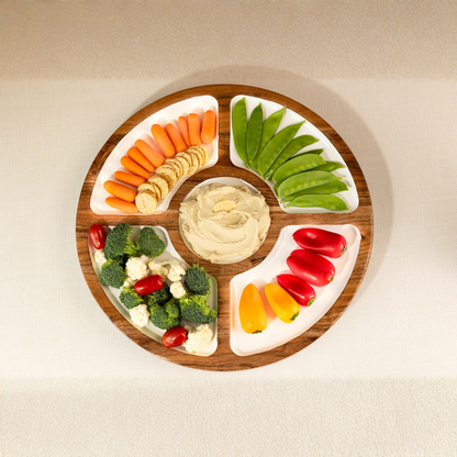 Jeanne Fitz Wood + White Collection Compartment Lazy Susan