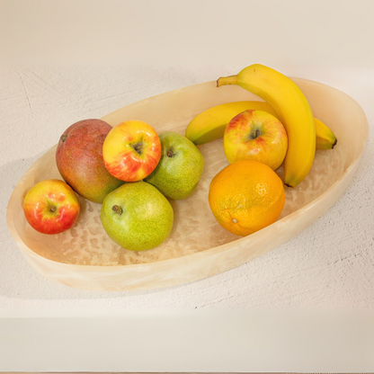 Jeanne Fitz Resin Collection Oval Bowl - Cream