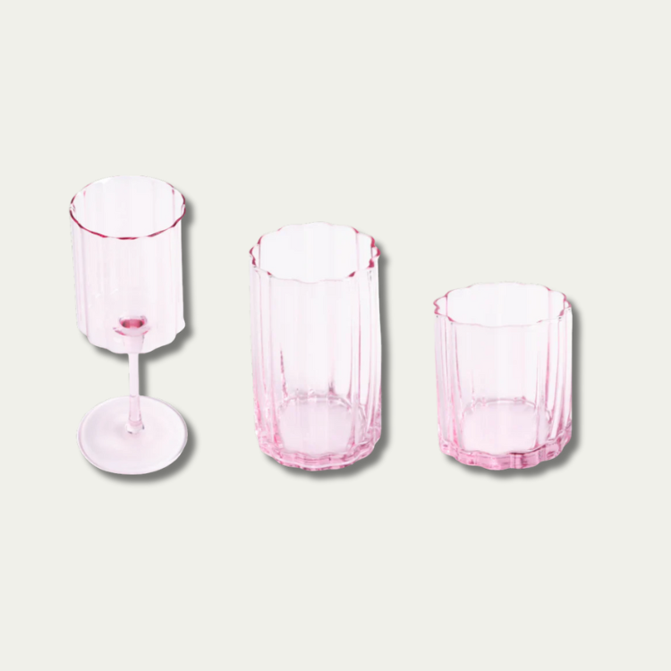Jeanne Fitz Pink Scalloped Glassware Set
