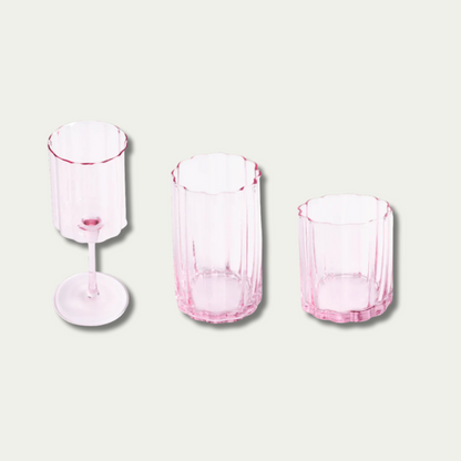 Jeanne Fitz Pink Scalloped Glassware Set