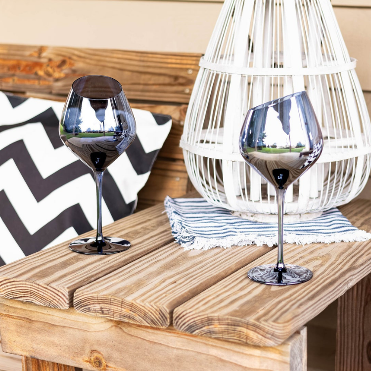 Jeanne Fitz Slant Collection Wine Glass - Blue, Set of 2