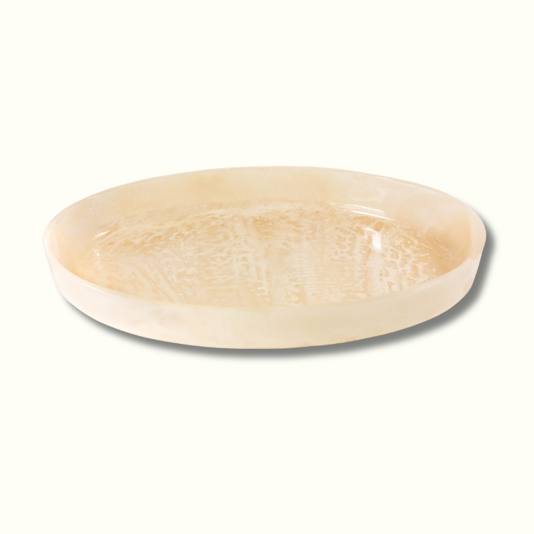 Jeanne Fitz Resin Collection Oval Bowl - Cream