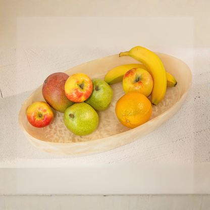 Jeanne Fitz Resin Collection Oval Bowl - Cream