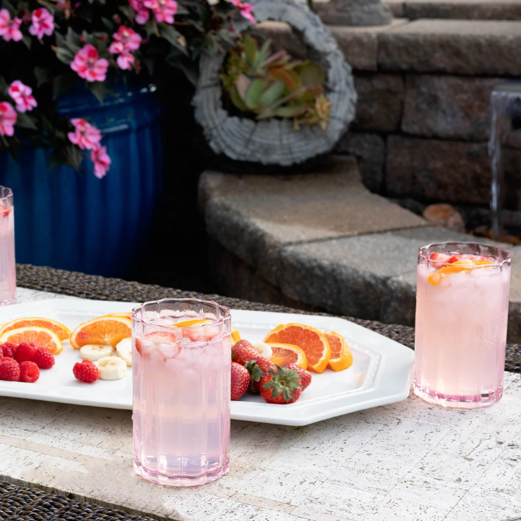 Jeanne Fitz Scalloped Collection Tall Tumbler Glass - Blush, Set of 4