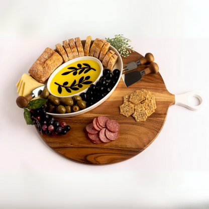 Jeanne Fitz Olive Oil & Vinegar Dipping Tray - Olive Branch