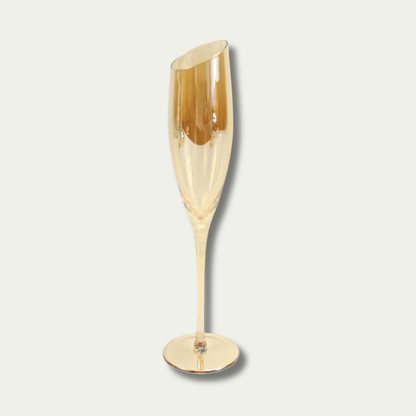 Jeanne Fitz Slant Collection Champagne Glasses - Gold, Set of 2
