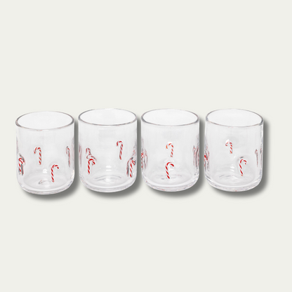 Jeanne Fitz Candy Cane Icon Glass, Set of 4