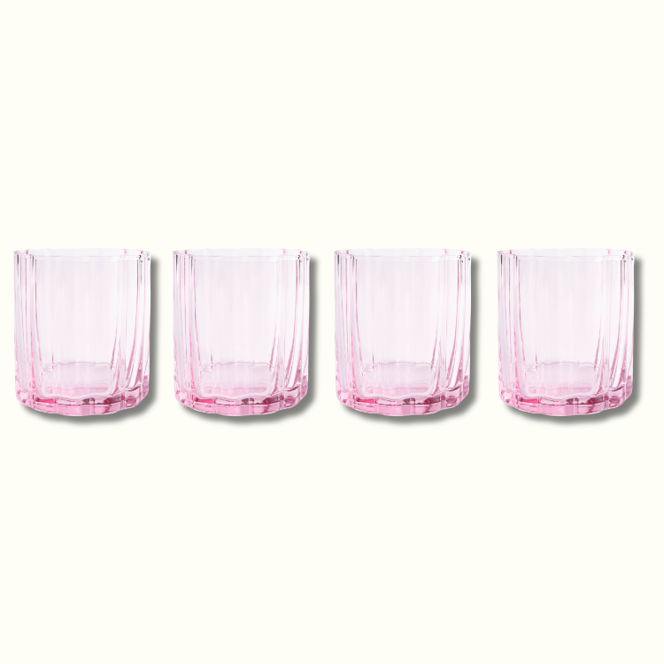 Jeanne Fitz Scalloped Collection Short Tumbler Glass - Blush, Set of 4