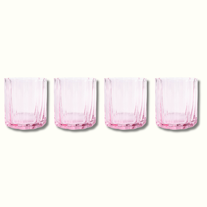 Jeanne Fitz Scalloped Collection Short Tumbler Glass - Blush, Set of 4