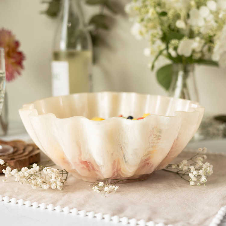 Jeanne Fitz Resin Collection Scalloped Bowl - Cream