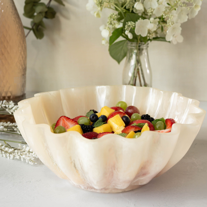Jeanne Fitz Resin Collection Scalloped Bowl - Cream