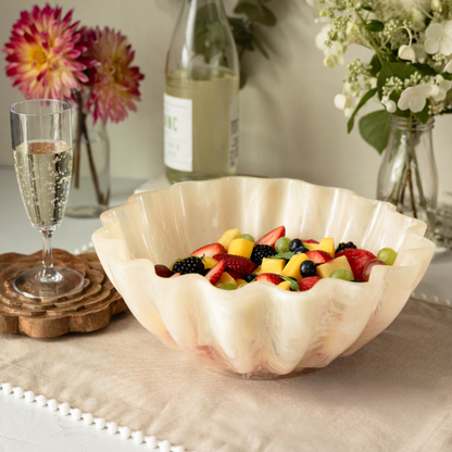 Jeanne Fitz Resin Collection Scalloped Bowl - Cream