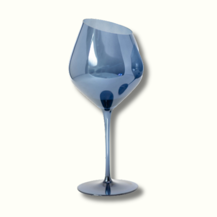 Jeanne Fitz Slant Collection Wine Glass - Blue, Set of 2
