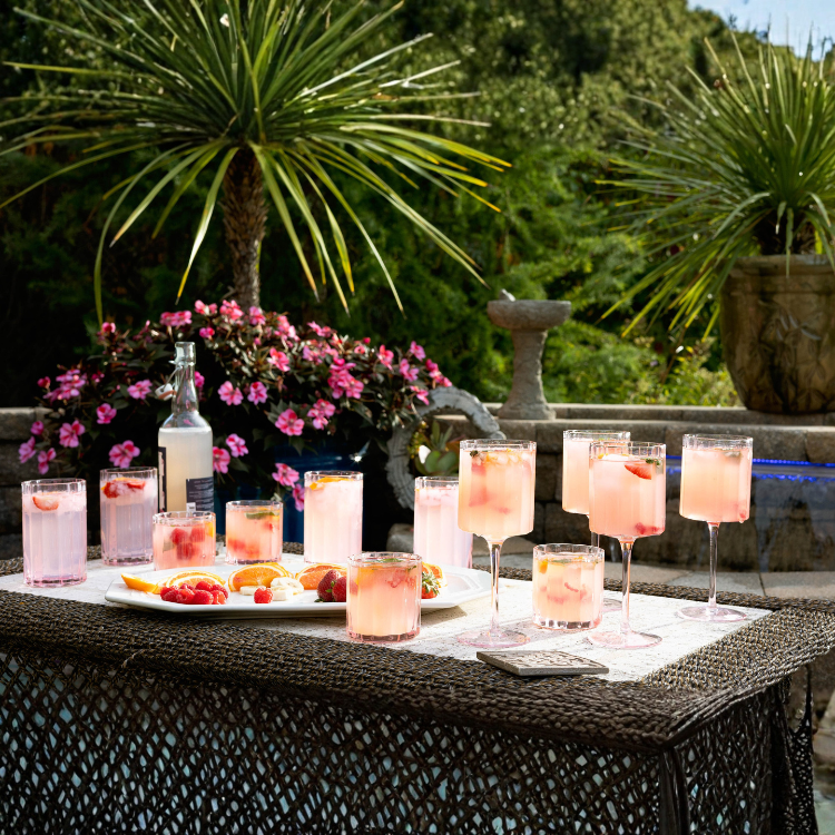 Jeanne Fitz Scalloped Collection Tall Tumbler Glass - Blush, Set of 4